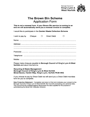 Brown Bin Scheme Application Form