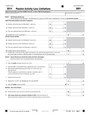 California Passive Activity Loss Form 3801