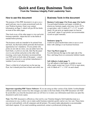 Watkins Business Tools Template