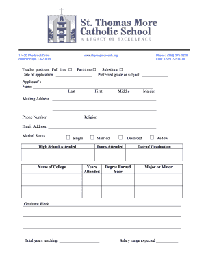 Teacher Application Form