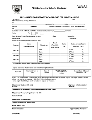 Application for Academic Fee Installment