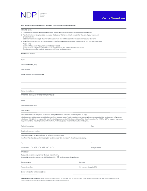 National Dental Plan Claim Form