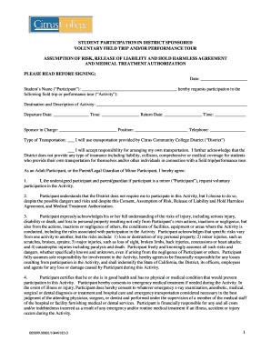 California Field Trip and Performance Tour Consent Form