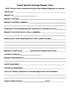 Project Specific Coverage Request Form