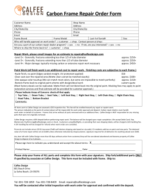 Carbon Frame Repair Order Form