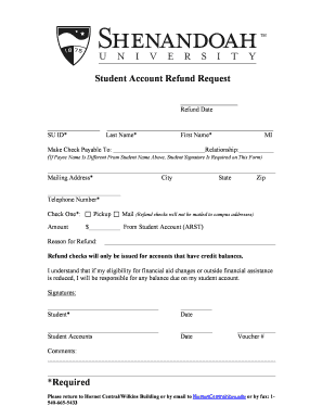 Student Account Refund Request Form