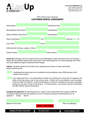 Customer Rental Agreement for Knee Scooter