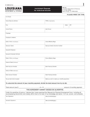 Fillable Online revenue louisiana Installment Request for Individual ...