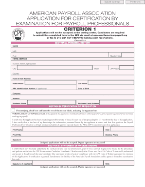 American Payroll Association Certification Application