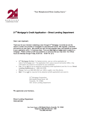 21st Mortgage Credit Application