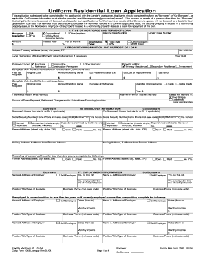 Uniform Residential Loan Application