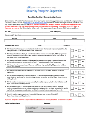 Sensitive Position Determination Form