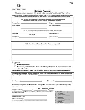 Health and Welfare Records Request Form