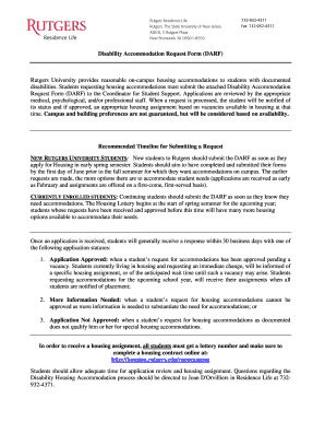 Rutgers Disability Accommodation Request Form