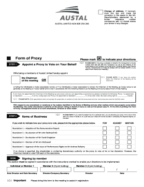 Austal Limited Proxy Form