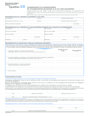 Consentement à la communication de renseignements personnels