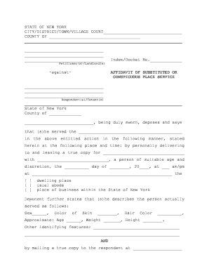 Affidavit of Substituted or Conspicuous Place Service