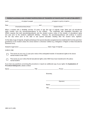 Student Rights Transfer Notification
