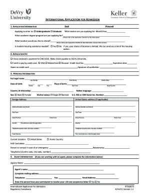 International Application for Admission