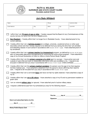 Georgia Jury Duty Affidavit