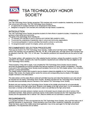 TSA Technology Honor Society Application