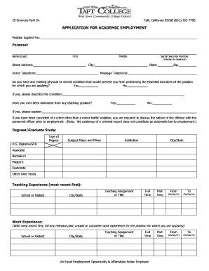 Application for Academic Employment