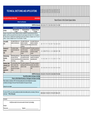 High School Technical Sketching Rating Form