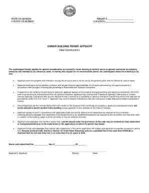 Georgia Owner Building Permit Affidavit