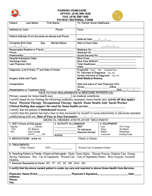 Parrish Homecare Patient Referral Form