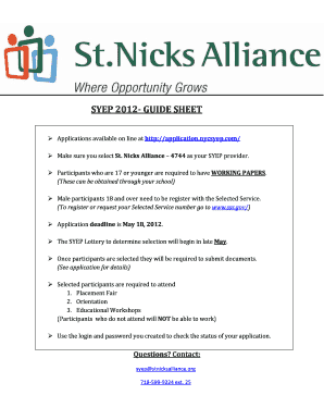 Summer Youth Employment Program Application