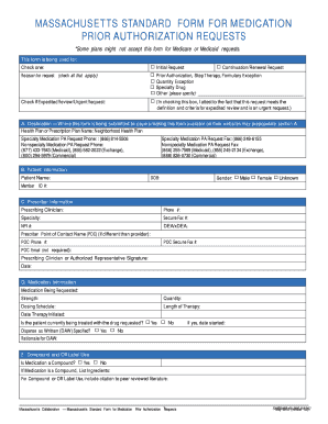 Massachusetts Medication Prior Authorization Request