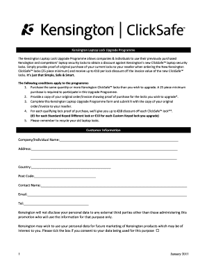Kensington Laptop Lock Upgrade Programme Form