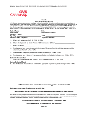 Prior Authorization Request for TOBI