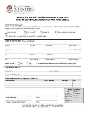 Voluntary Withdrawal and Refund Request Form