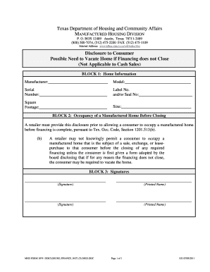 Texas Manufactured Home Disclosure Form