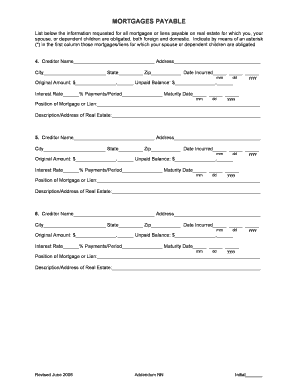 Mortgages Payable Form