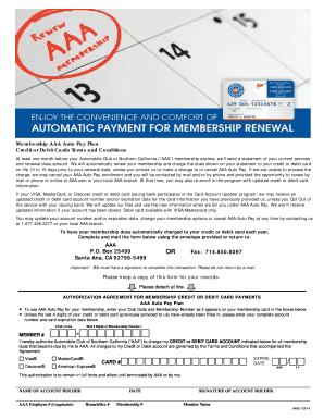AAA Auto Pay Membership Authorization Form