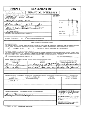 Florida Form 1 Statement of Financial Interests 2002