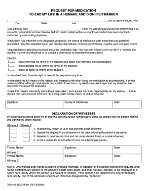 Washington Death with Dignity Request Form