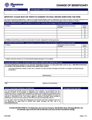 Change of Beneficiary Form