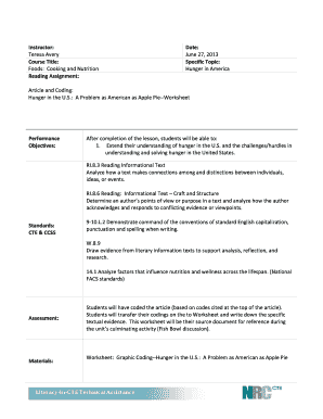Hunger in the U.S. Worksheet