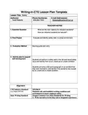 Safety Lesson Plan Template