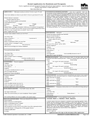 Rental Application for Residents and Occupants