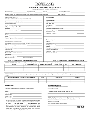 Rental Application for Resident and Occupants