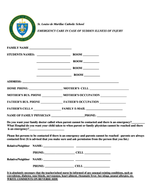 Emergency Care Form