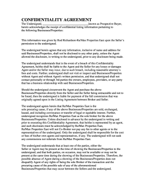 Confidentiality Agreement for Business Properties