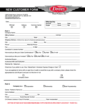 New Customer Form