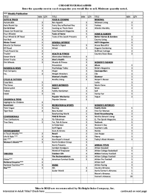 Magazine Subscription Order Form