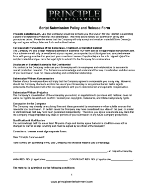 Script Submission Policy and Release Form
