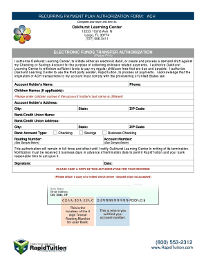 Recurring Payment Plan Authorization Form
